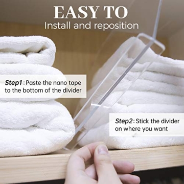 ROUFA Clear Acrylic Shelf Dividers Adjustable Closet Organizer