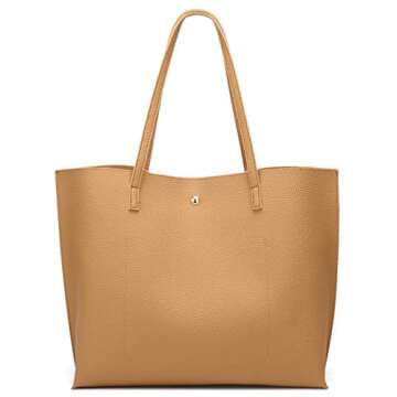 Dreubea Women's Soft Faux Leather Tote Shoulder Bag from, Big Capacity Tassel Handbag Yellowish Brown