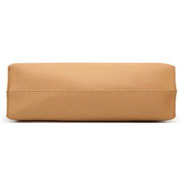 Dreubea Women's Soft Faux Leather Tote Shoulder Bag from, Big Capacity Tassel Handbag Yellowish Brown