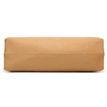 Dreubea Women's Soft Faux Leather Tote Shoulder Bag from, Big Capacity Tassel Handbag Yellowish Brown