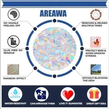 AREAWA 30 Pcs Star Ring Circle Window Clings - Anti-Collision Window Decals to Save Birds from Windo...