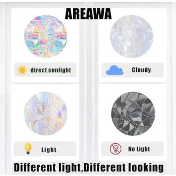 AREAWA 30 Pcs Star Ring Circle Window Clings - Anti-Collision Window Decals to Save Birds from Window Collisions,Non Adhesive Window Clings, Rainbow Stickers