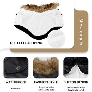 LESYPET Small Dog Leather Jacket for Winter Warmth