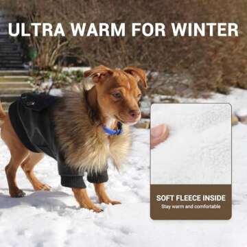 LESYPET Small Dog Leather Jacket for Winter Warmth