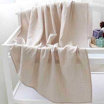 LifeTree Muslin Baby Swaddle Blankets Neutral, Organic Cotton, Large 47 x 47 inches, Swaddling Recei...
