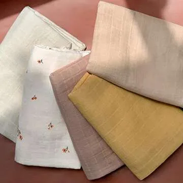 LifeTree Muslin Baby Swaddle Blankets Neutral, Organic Cotton, Large 47 x 47 inches, Swaddling Receiving Blanket for Boys & Girls (Beige)