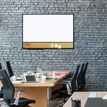 JILoffice White Board & Bulletin Corkboard Combination, Combo Board 36 x 24 Magnetic Whiteboard, Black Aluminum Frame Wall Mounted Board for Office Home and School with 10 Push Pins