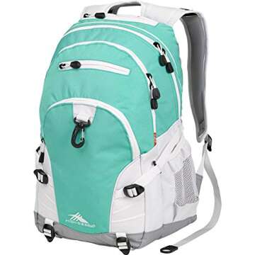 High Sierra Loop Backpack, Travel, or Work Bookbag with tablet sleeve, One Size, Aquamarine/White/As...