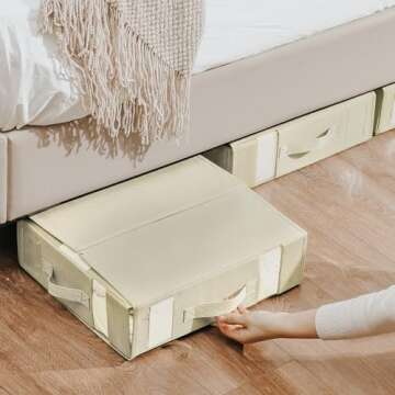 DIMJ Bed Sheet Organizers and Storage 6 Pack - Foldable Sheet Organizer for Linen Closet, Bedding Storage Box for organization, Sheets Set Holder for Blanke, Towel (King & Queen Size), Beige