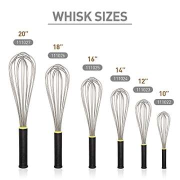 Matfer Bourgeat Piano Whisk with Exoglass Handle, 10", Professional Stainless Steel Wire Kitchen Whisk
