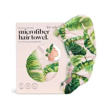 Kitsch Microfiber Hair Towel Wrap for Women - Valentines Gift for Her, Microfiber Towel, Super Absorbent, Quick Dry, Anti-Frizz - for Long and Short Hairs, Turbans for Women, Hair Wrap - Palm Leaves