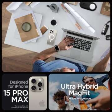 Spigen Ultra Hybrid MagFit Designed for iPhone 15 Pro Max Case (2023) [Anti-Yellowing] [Military-Gra...