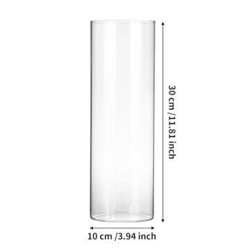 Fixwal Set of 2 Clear Glass Cylinder Vases for Centerpieces, 12 x 4 Inch Tall Glass Hurricane Floati...