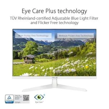 ASUS Eye Care 23.8” 1080P Gaming Monitor (VY249HF-W) – Full HD, IPS, 100Hz, IPS, SmoothMotion, 1ms, Adaptive Sync, Eye Care Plus Technology, Blue Light Filter, Flicker Free, 3 yr Warranty