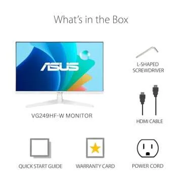 ASUS Eye Care 23.8” 1080P Gaming Monitor (VY249HF-W) – Full HD, IPS, 100Hz, IPS, SmoothMotion, 1ms, Adaptive Sync, Eye Care Plus Technology, Blue Light Filter, Flicker Free, 3 yr Warranty