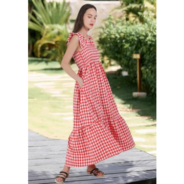 Chouyatou Retro Plaid Smocked Dress - Flattering and Stylish