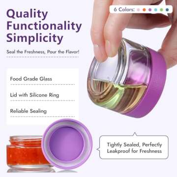 AOZITA 6 Pack Salad Dressing Container To Go, 2 oz Glass Small Condiment Containers with Lids for Lu...