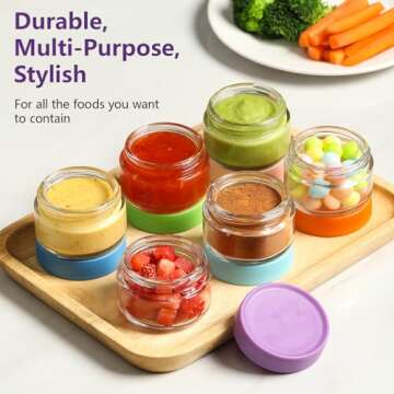 AOZITA 6 Pack Salad Dressing Container To Go, 2 oz Glass Small Condiment Containers with Lids for Lunch Box, Reusable Leakproof Sauce Cups for Picnic and Travel