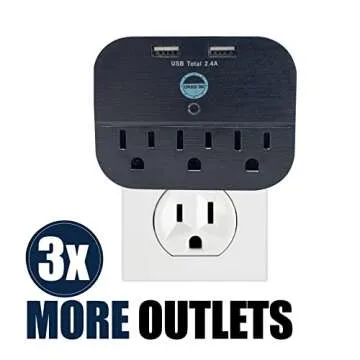 Cruise Approved Power Strip - Non Surge Protector Travel Power Strip with 2 USB Outlets - Cruise Ship Essentials 2025 for Carnival, Princess, Norwegian, Holland America, MSC & Major Lines (Black)