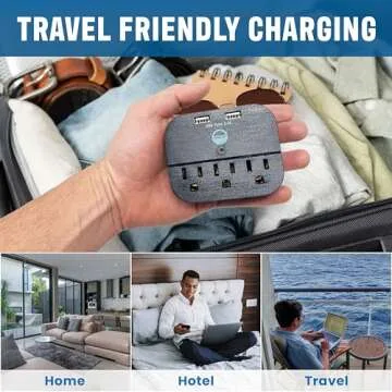Cruise Approved Power Strip - Non Surge Protector Travel Power Strip with 2 USB Outlets - Cruise Ship Essentials 2025 for Carnival, Princess, Norwegian, Holland America, MSC & Major Lines (Black)