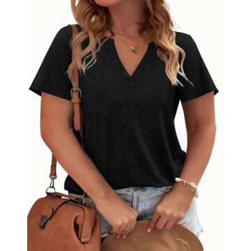 WEESO Womens Summer Tops 2025 Short Sleeve V Neck Tshirts Shirts Trendy Ladies Tops and Blouses Work...