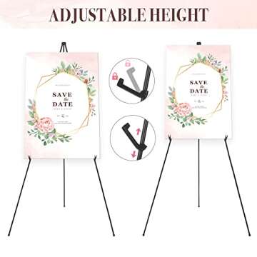 DDEAT 63'' Easel Stand for Wedding Sign & Poster Display Portable Art Easel for Floor Adjustable Metal Easel Black