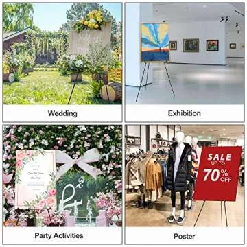 DDEAT 63'' Easel Stand for Wedding Sign & Poster Display Portable Art Easel for Floor Adjustable Metal Easel Black