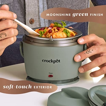 Crock-Pot Portable Electric Lunch Box, 20-Ounce Food Warmer, Moonshine Green | Ideal for Travel, On-the-Go | Keeps Food Spill-Free, Warm & Tasty | Dishwasher-Safe