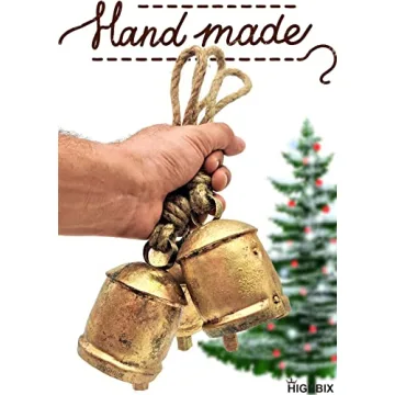 HIGHBIX 10cm Rustic Vintage Cow Bells on Rope