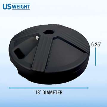 US Weight Durable Fillable Umbrella Base Designed to be Used with a Patio Table (Black)