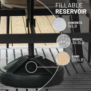 Durable Fillable Umbrella Base for Patio Tables - Black