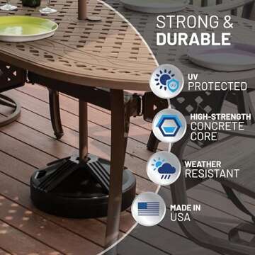 Durable Fillable Umbrella Base for Patio Tables - Black