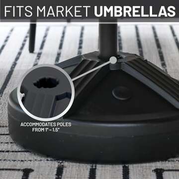 Durable Fillable Umbrella Base for Patio Tables - Black