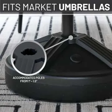Durable Fillable Umbrella Base for Patio Tables - Black