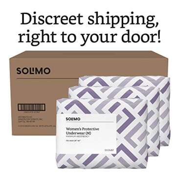 Amazon Brand - Solimo Incontinence & Postpartum Underwear for Women, Maximum Absorbency, Medium, 60 Count (3 Packs of 20), Lavender