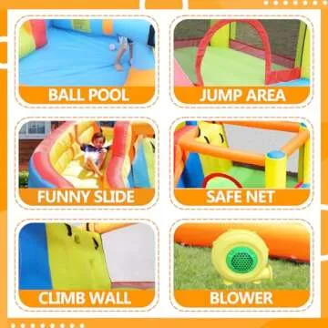 Doctor Dolphin Inflatable Bounce House with Slide for Kids' Backyard and Indoor Play