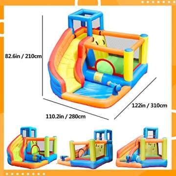 Doctor Dolphin Inflatable Bounce House with Slide for Kids' Backyard and Indoor Play