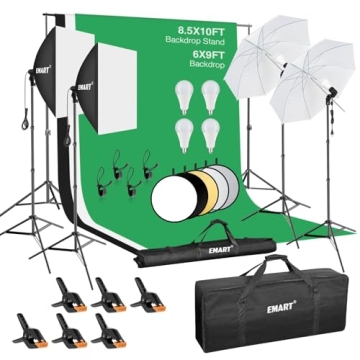 EMART 8.5 x 10 ft Backdrop Support System for Professional Photography Lighting Kit
