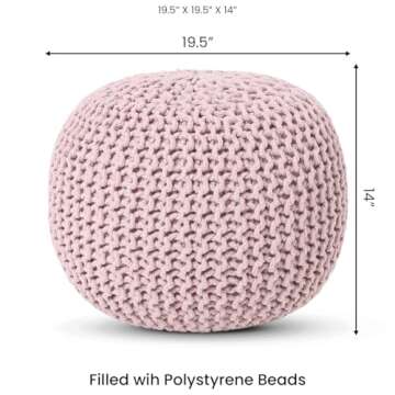 REDEARTH Round Hand Knitted Pouf Ottoman for Living