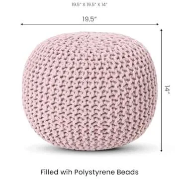 REDEARTH Round Hand Knitted Pouf Ottoman for Living