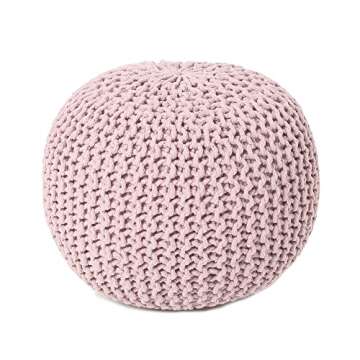 REDEARTH Round Hand Knitted Pouf Ottoman for Living