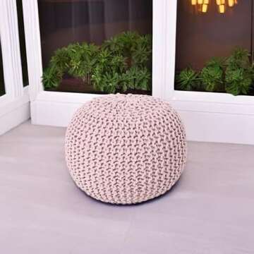 REDEARTH Round Hand Knitted Pouf Ottoman for Living