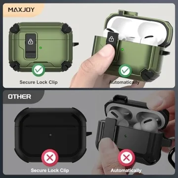 Maxjoy for AirPods Pro 2 Case 2022 - Protective Cover with Automatic Lock, Army Green