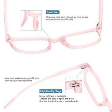 MEETSUN Blue Light Blocking Glasses, Anti Eye Strain Headache (Sleep Better),Computer Reading Glasses UV400 Transparent Lens (Black+Leopard+Pink / 3 PACK, 53)