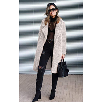 Stylish Women's Fuzzy Fleece Lapel Jacket for Winter