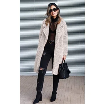 Stylish Women's Fuzzy Fleece Lapel Jacket for Winter