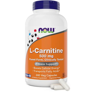 NOW Foods L-Carnitine 500 mg - 240 Veg Caps, Non-GMO, Vegan