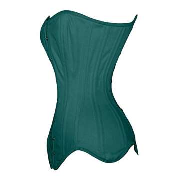 Luvsecretlingerie 26 Double Steel Boned Waist Training Long Line Overbust Corset,Dark Green,S/24 (Fo...
