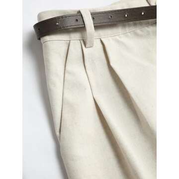 CIDER Solid Linen Blend Belted Wide Leg Pants for Women