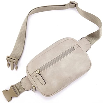Telena Waist Belt Bag for Women PU Leather Crossbody Fanny Pack with Adjustable Strap, Cloud Grey